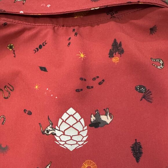 Stio Hiking Shirt Womans M Western Cowboy Print Short Sleeve Button Front Top - Picture 9 of 9